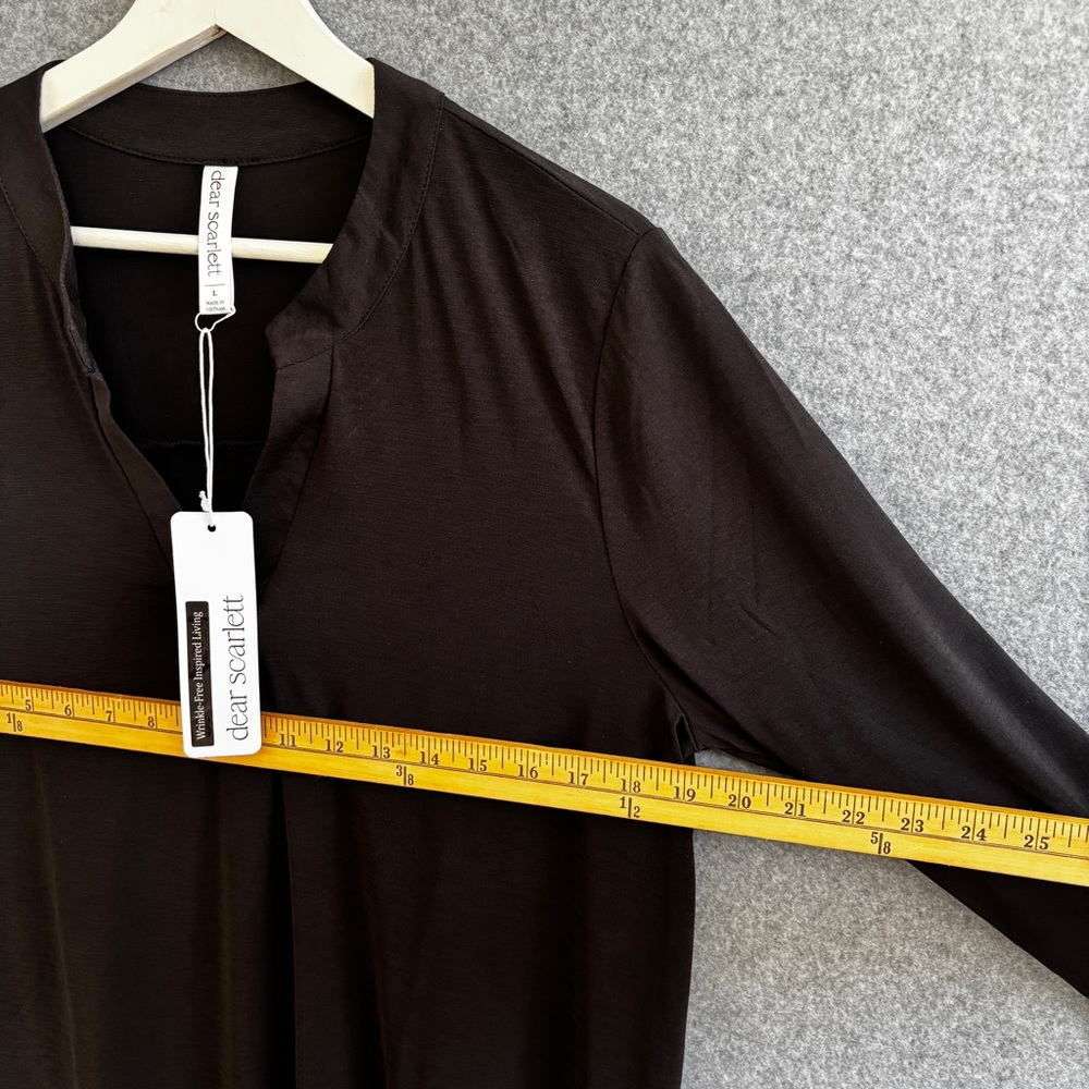 NEW Dear Scarlett Flattering Black 3/4 sleeve Lightweight Breathable Top L - Picture 7 of 10